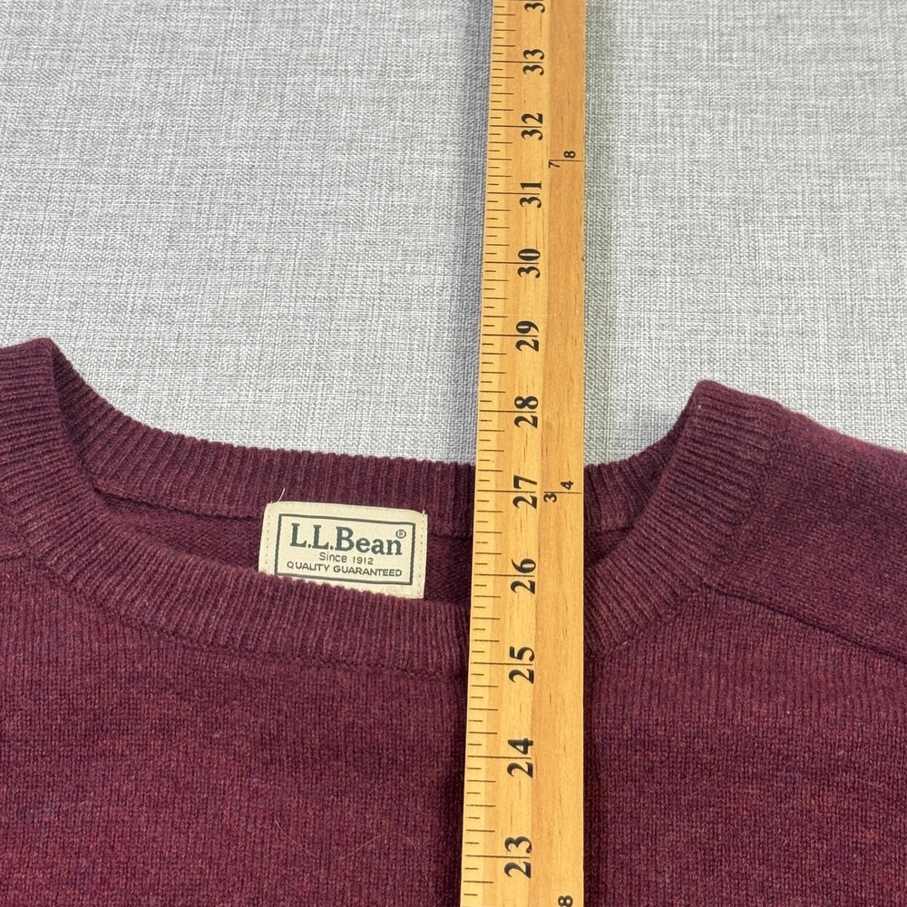 L.L. Bean Lambswool Sweater Pullover Mens XL Maroon Crew Neck Tight-Knit - Picture 4 of 7
